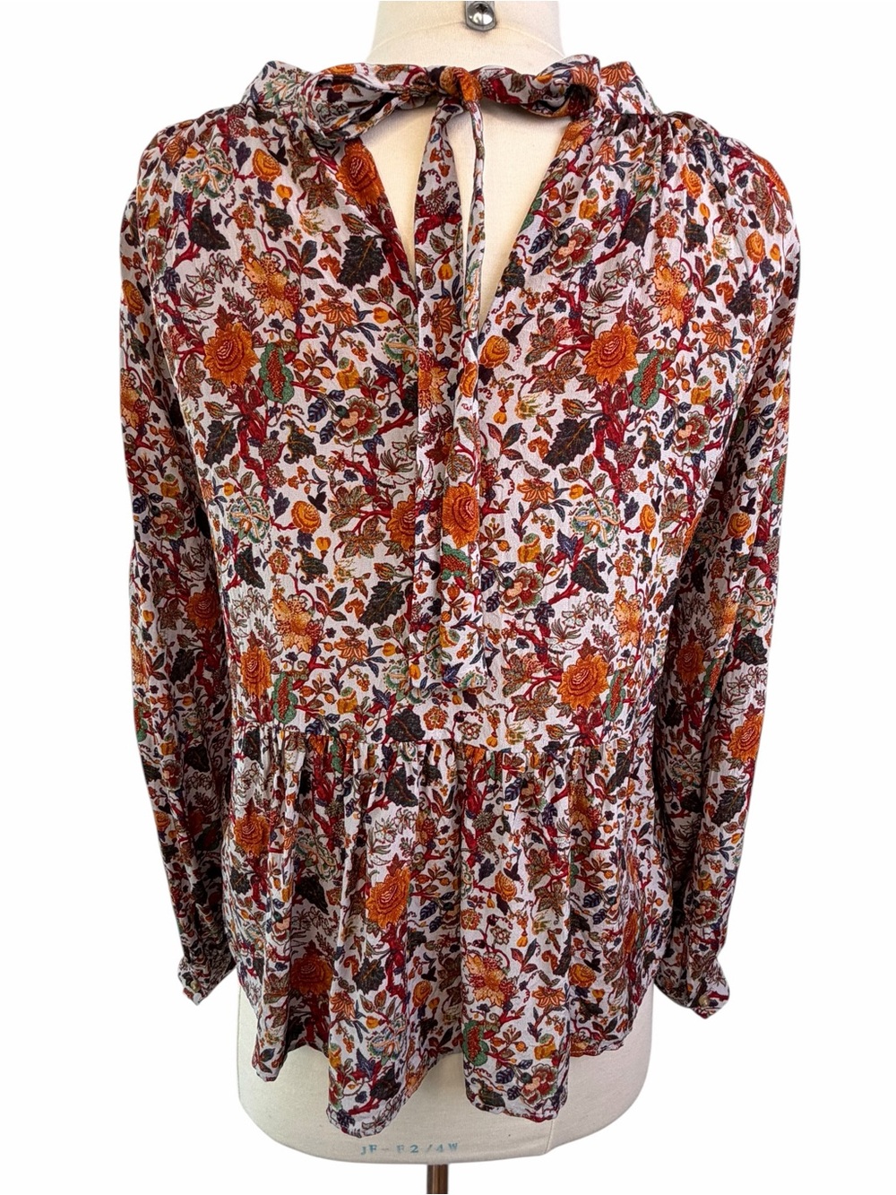 Madewell x Karen Walker 100% Silk Top Floral red orange Blouse - Picture 1 of 16